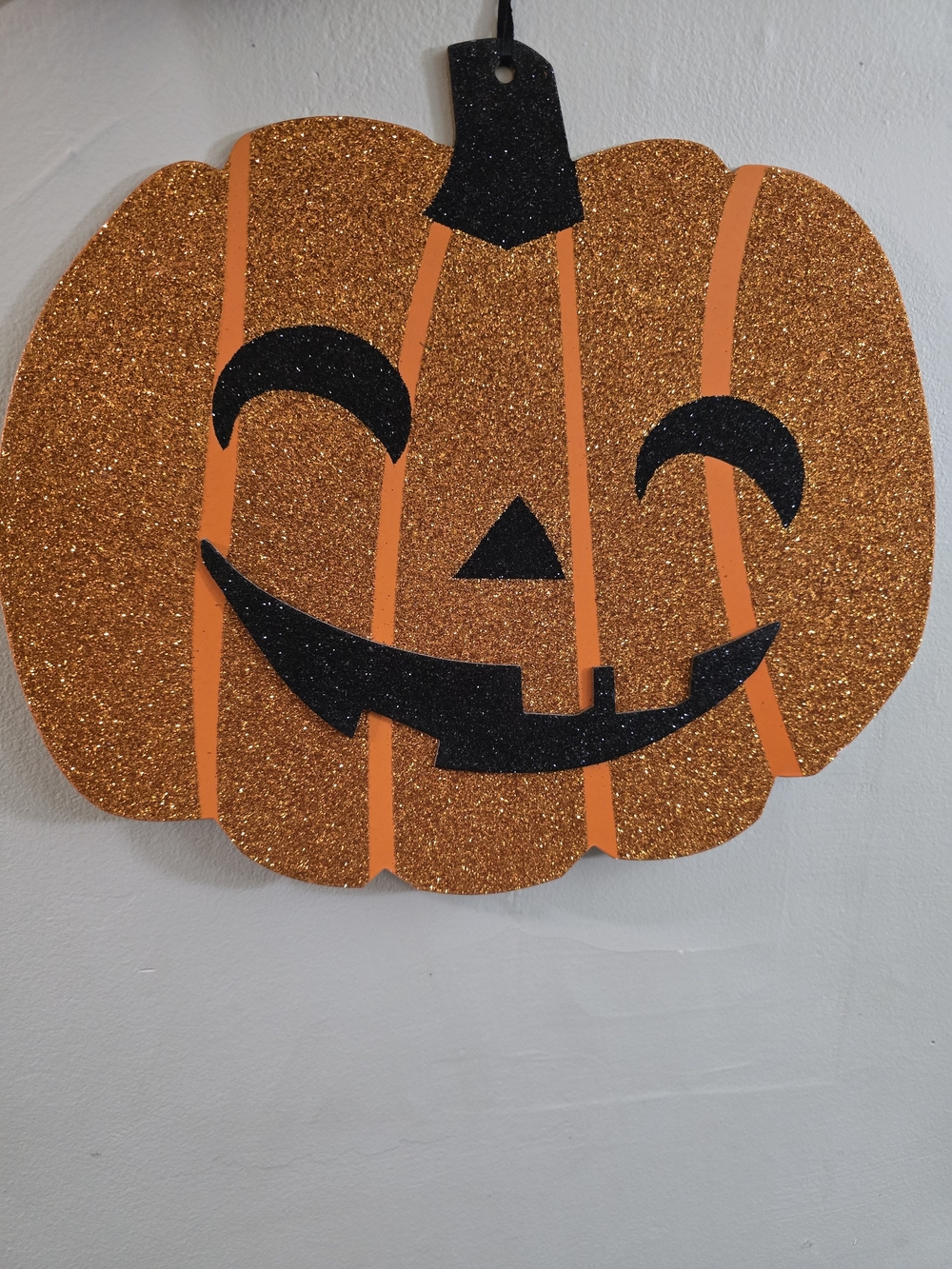 Jack-O-Lantern Glitter Pumpkin Door Hanger Fall Halloween Decor